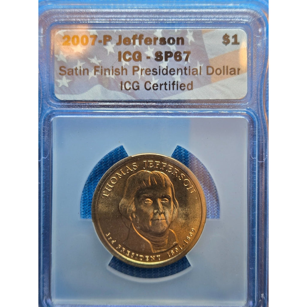 2007-P Thomas Jefferson, ICG SP, Satin Finish Presidential Dollar #529