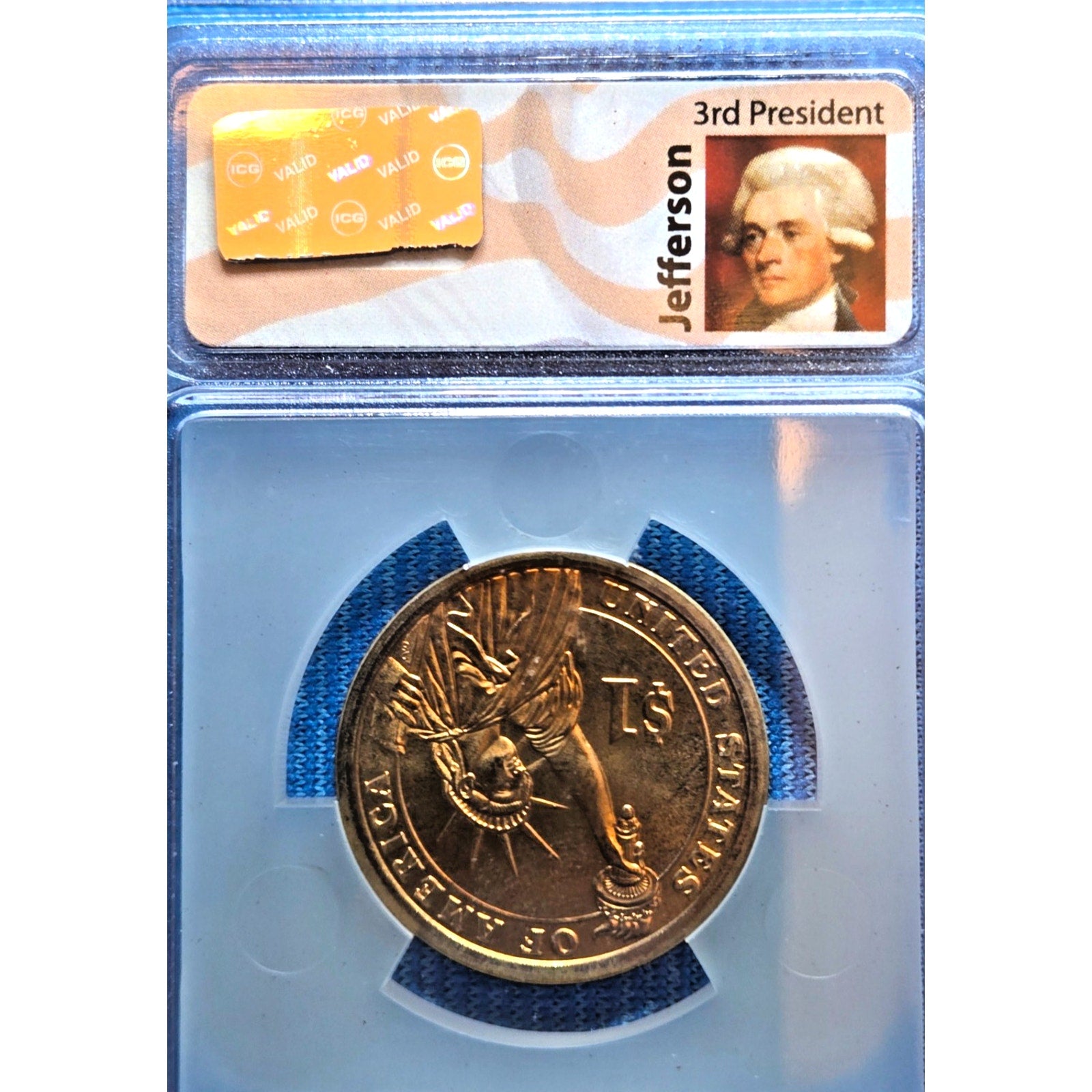 2007-P Thomas Jefferson, ICG SP, Satin Finish Presidential Dollar #529